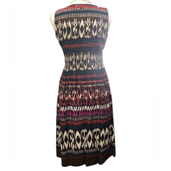 Charter Club Red Beaded V-Neckline Sleeveless Multicolored Boho Dress - Picture 6 of 10